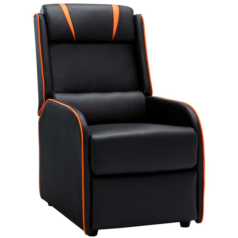 

Sillón Reclinable de Cuero Sintético Negro y Naranja - Negro - Vidaxl