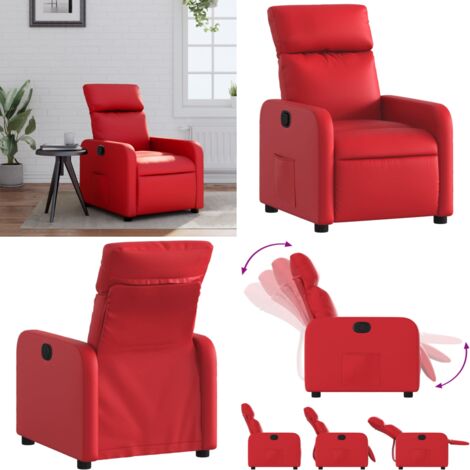 Sillón reclinable de cuero sintético rojo - Asiento cómodo - Cuero sintético