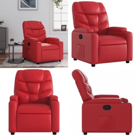 Sillón reclinable de cuero sintético rojo - Asiento cómodo - Cuero sintético