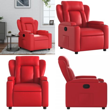 Sillón reclinable de cuero sintético rojo - Asiento cómodo - Cuero sintético