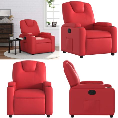 Sillón reclinable de cuero sintético rojo - Cuero sintético - Asiento cómodo