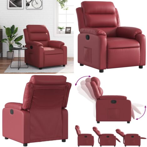 Sillón reclinable de cuero sintético rojo tinto - Asiento cómodo - Cuero sintético