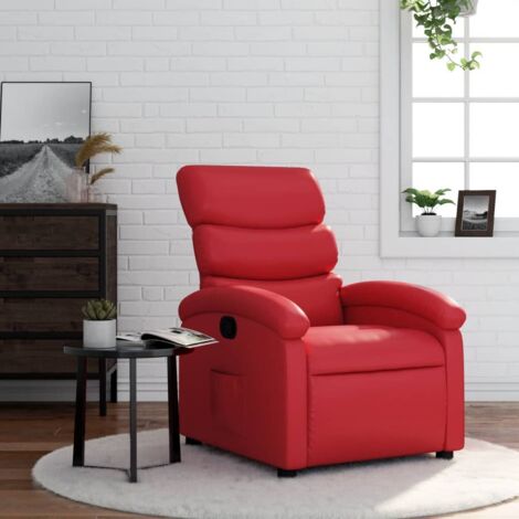 Sillón reclinable de cuero sintético rojo vidaXL