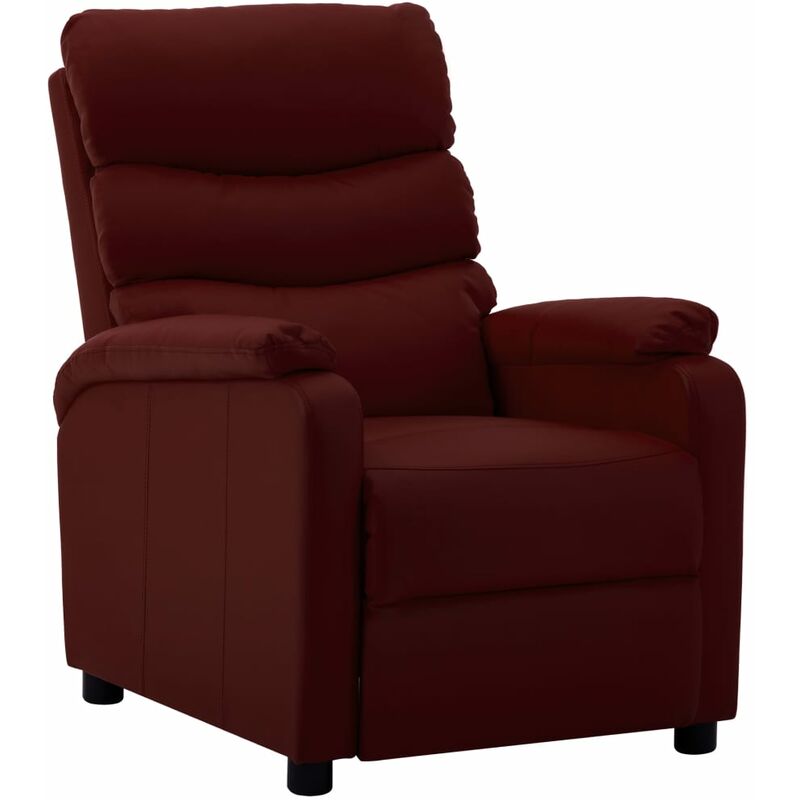 

Sillón reclinable de cuero sintético rojo vino tinto