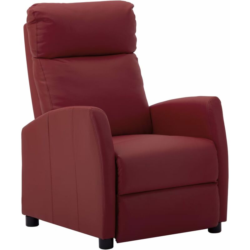 

Sillón reclinable de cuero sintético rojo vino tinto