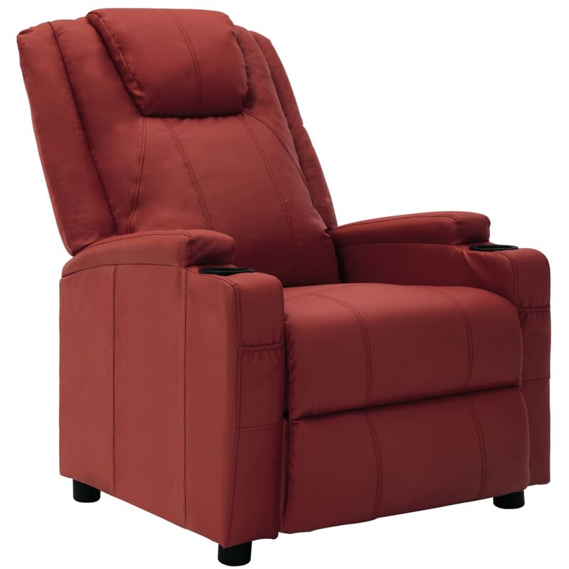 

Sillón reclinable de cuero sintético rojo vino tinto