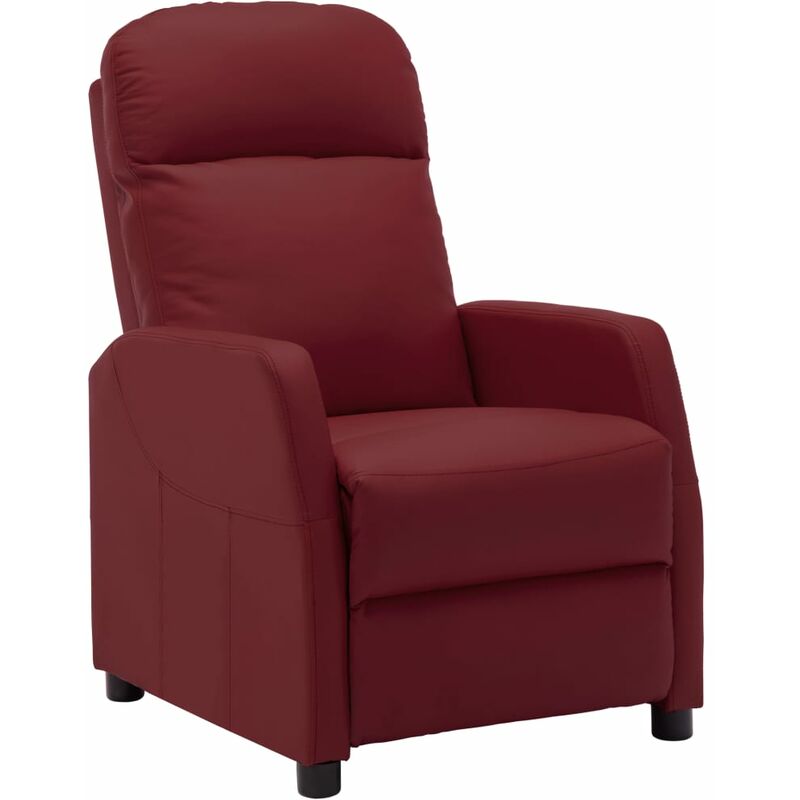 

Sillón reclinable de cuero sintético rojo vino tinto