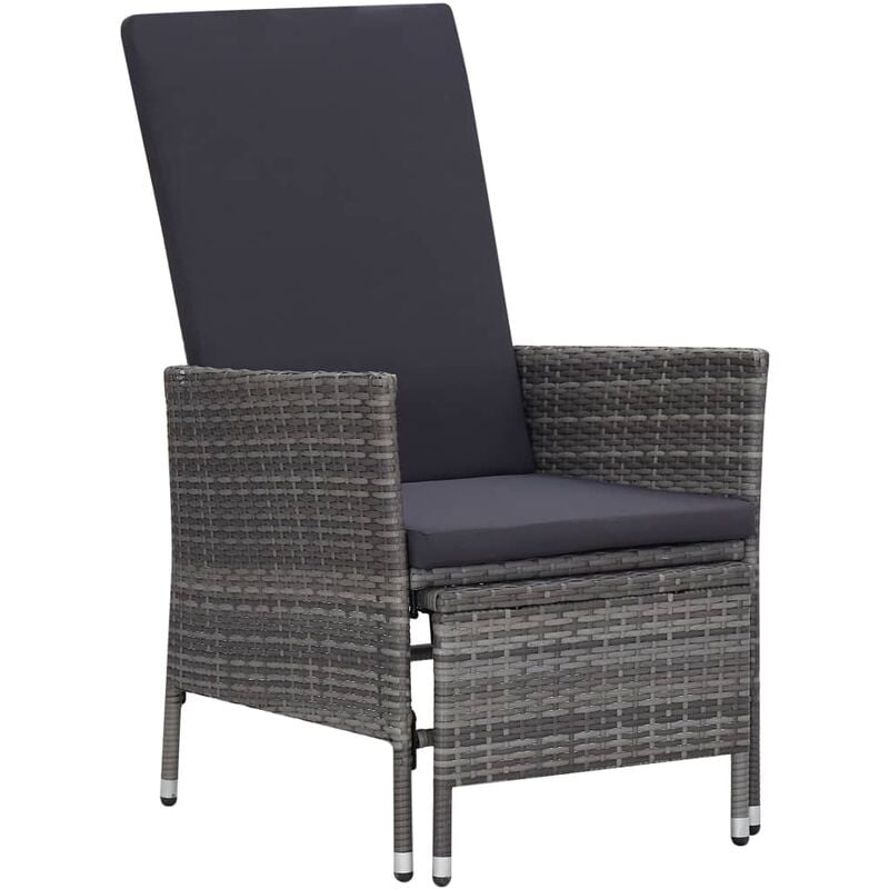 

Sillón reclinable de jardín con cojines ratán sintético gris