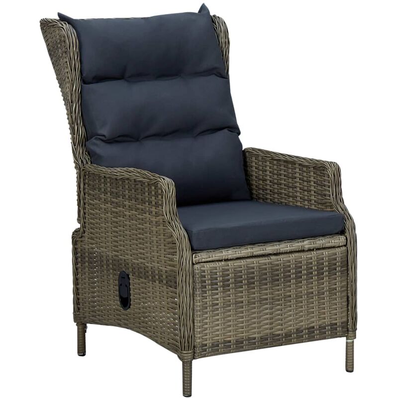 

Sillón reclinable de jardín con cojines ratán sintético marrón