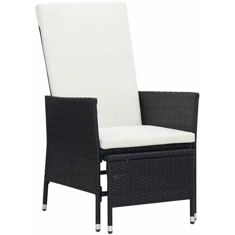 

Sillon reclinable de jardin con cojines ratan sintetico negro