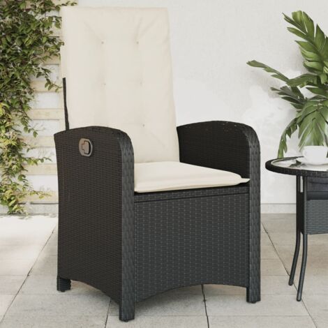 Sillón reclinable de jardín con cojines ratán sintético negro vidaXL