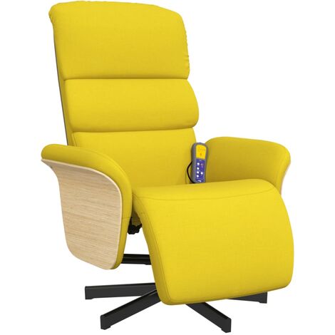 vidaXL Sillón orejero reclinable eléctrico de tela amarillo claro