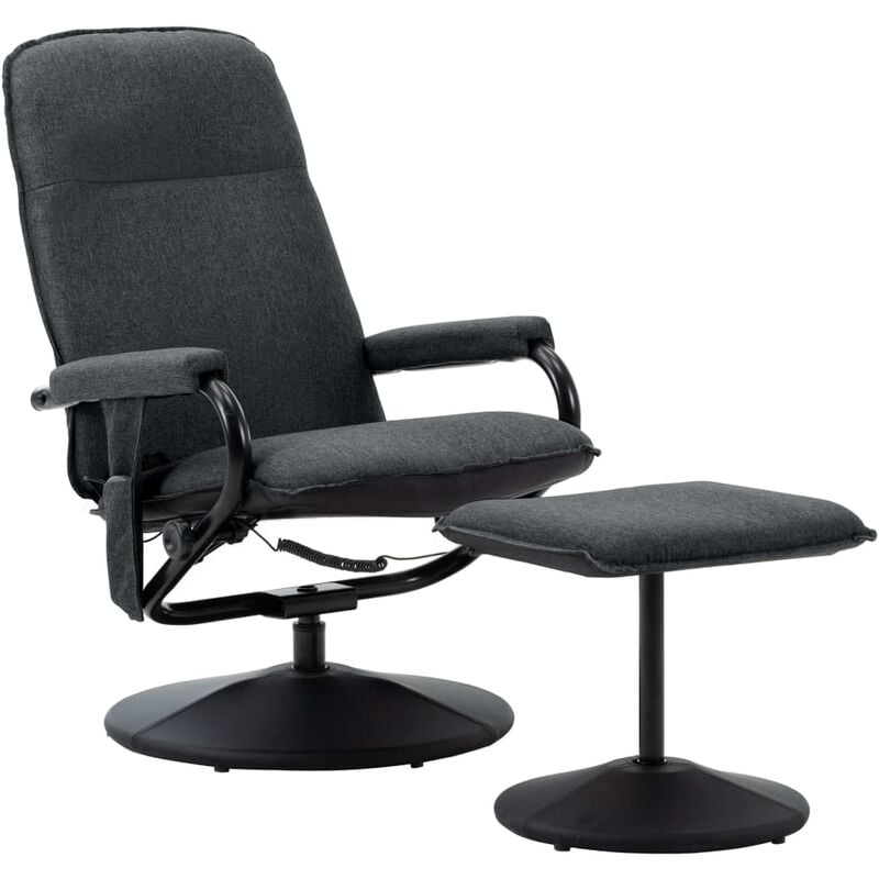 

BHD - Sillón reclinable de masaje con reposapiés tela gris oscuro