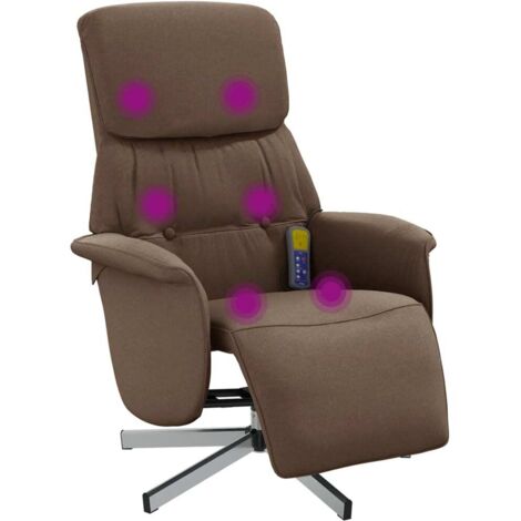 Sillón reclinable de masaje con reposapiés tela marrón vidaXL