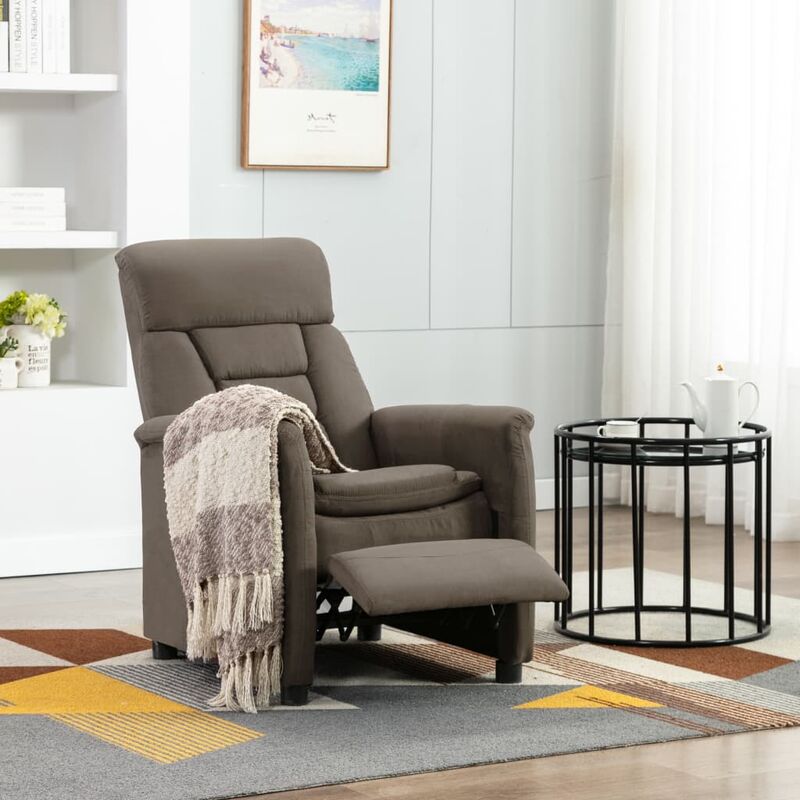 

Sillón reclinable de masaje de cuero sintético gris taupe