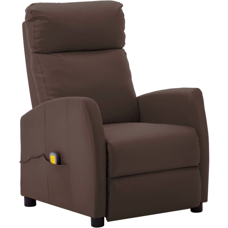 

Sillón reclinable de masaje de cuero sintético marrón