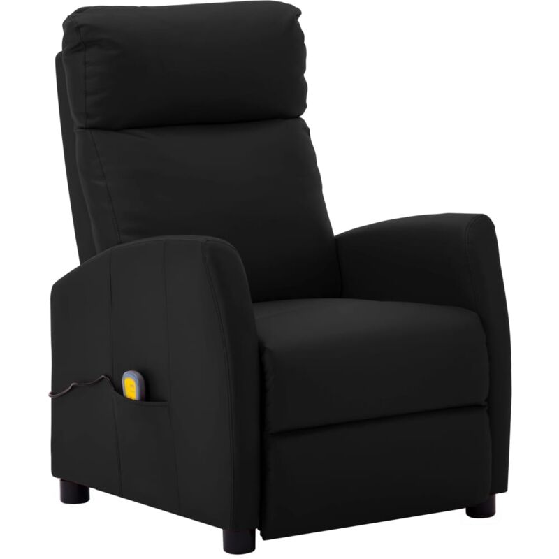 

Sillón Reclinable de Masaje de Cuero Sintético Negro - Negro - Vidaxl
