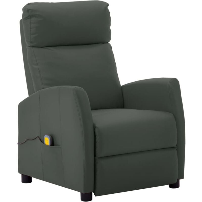 

Sillón Reclinable de Masaje de Cuero Sintético Gris - Gris - Vidaxl