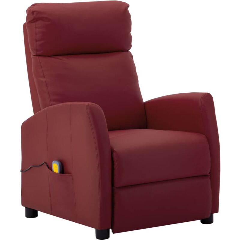 

Sillón Reclinable de Masaje de Cuero Sintético Rojo Vino Tinto - Rojo - Vidaxl