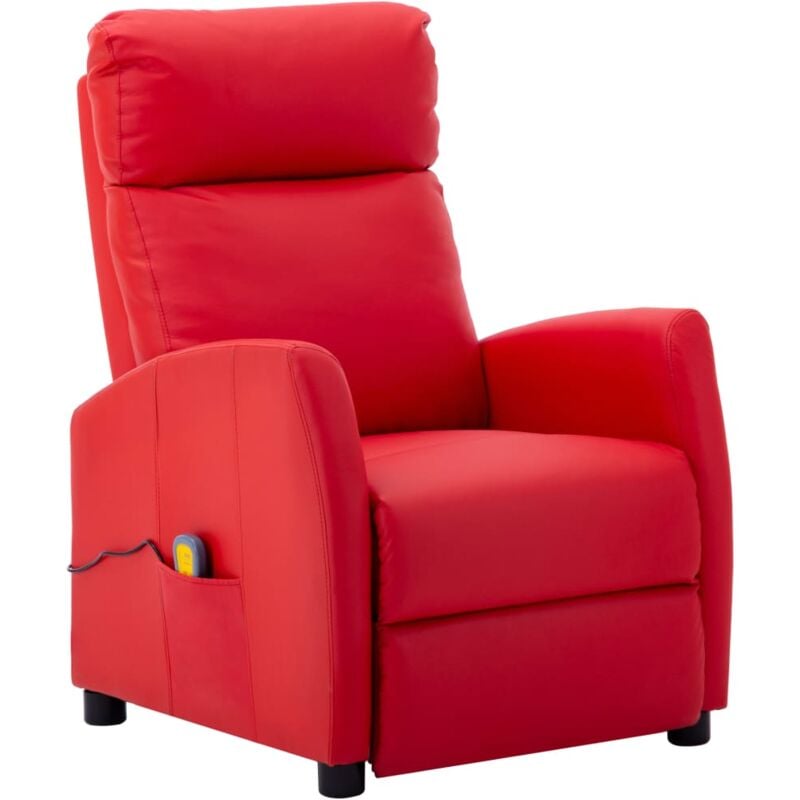 

Sillón Reclinable de Masaje de Cuero Sintético Rojo - Rojo - Vidaxl