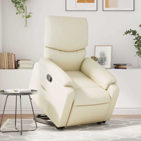 Sillón reclinable de masaje de pie cuero artificial color crema