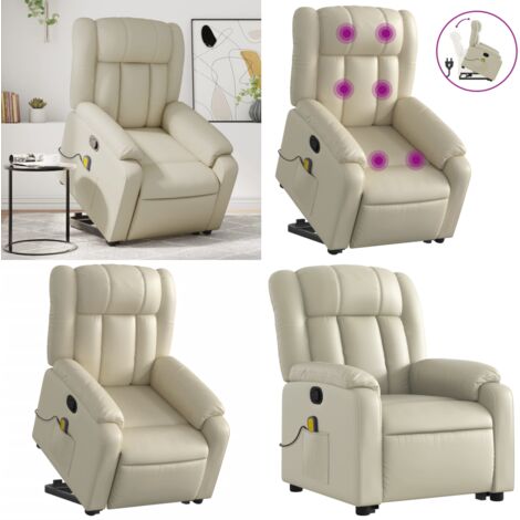 Sillón reclinable de masaje de pie cuero artificial color crema - Masaje de pie - Elevación eléctrica