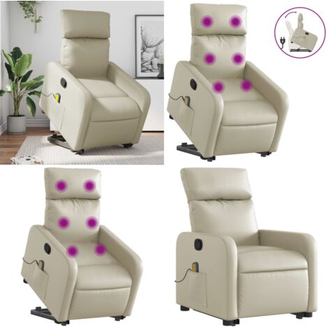 Sillón reclinable de masaje de pie cuero artificial color crema - Masaje de pie - Elevación eléctrica