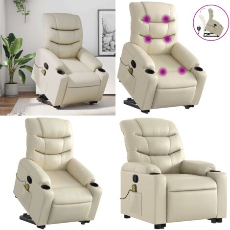 Sillón reclinable de masaje de pie cuero artificial color crema - Masaje de pie - Elevación eléctrica