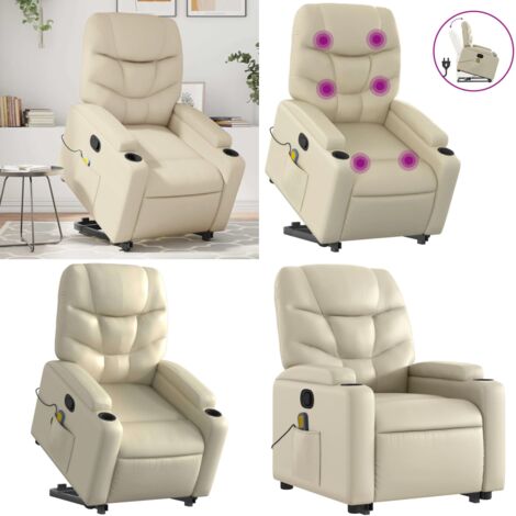 Sillón reclinable de masaje de pie cuero artificial color crema - Masaje de pie - Elevación eléctrica