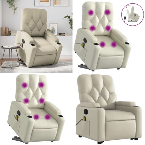 Sillón reclinable de masaje de pie cuero artificial color crema - Masaje de pie - Elevación eléctrica