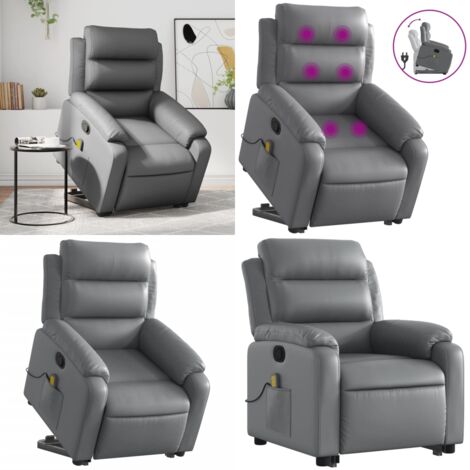 Sillón reclinable de masaje de pie cuero artificial gris - Masaje de pie - Elevación eléctrica