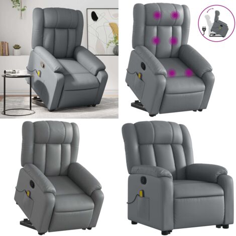 Sillón reclinable de masaje de pie cuero artificial gris - Masaje de pie - Elevación eléctrica