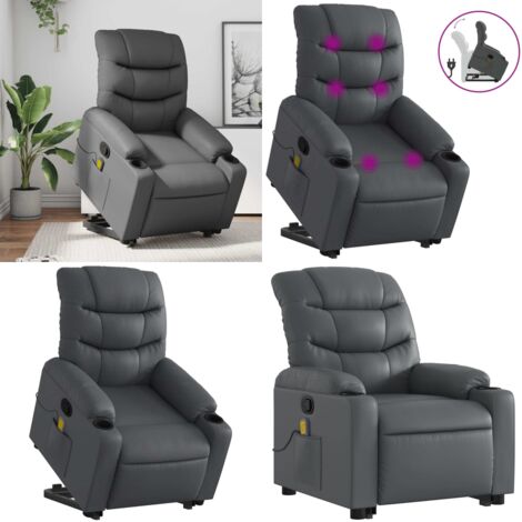 Sillón reclinable de masaje de pie cuero artificial gris - Masaje de pie - Elevación eléctrica