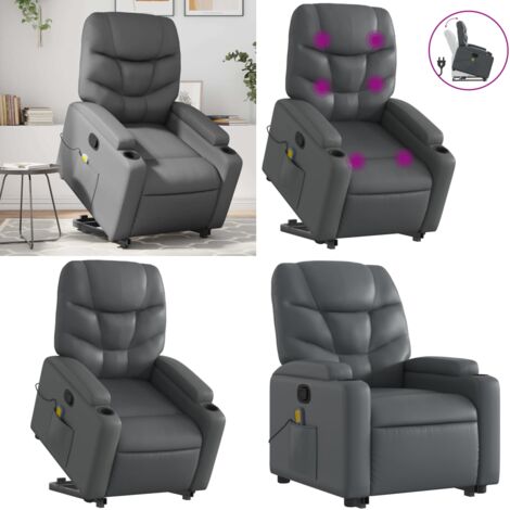 Sillón reclinable de masaje de pie cuero artificial gris - Masaje de pie - Elevación eléctrica