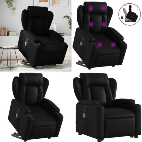 Sillón reclinable de masaje de pie cuero artificial negro - Masaje de pie - Elevación eléctrica