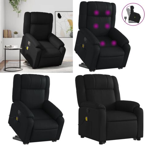 Sillón reclinable de masaje de pie cuero artificial negro - Masaje de pie - Elevación eléctrica