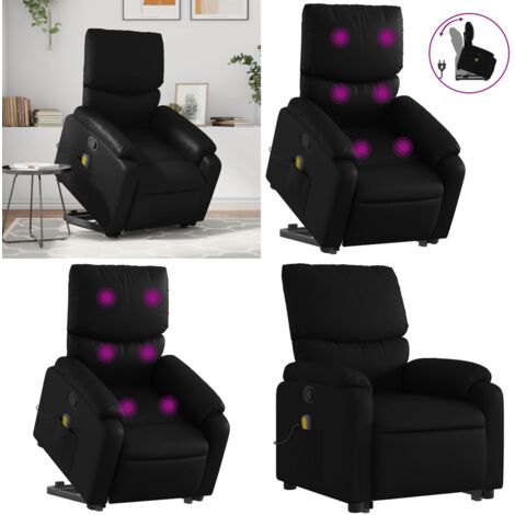 Sillón reclinable de masaje de pie cuero artificial negro - Masaje de pie - Elevación eléctrica