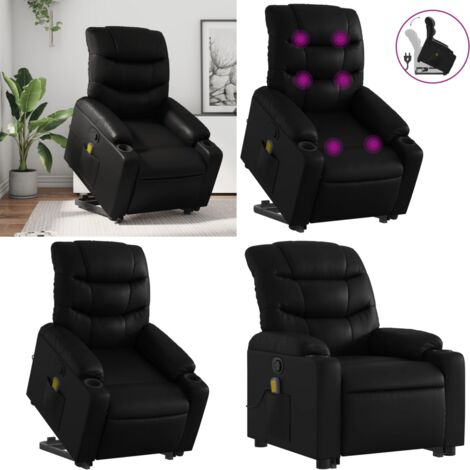 Sillón reclinable de masaje de pie cuero artificial negro - Masaje de pie - Elevación eléctrica