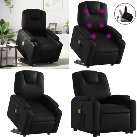 Sillón reclinable de masaje de pie cuero artificial negro - Masaje de pie - Elevación eléctrica