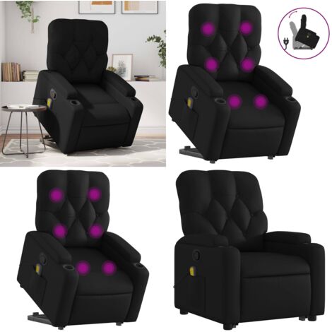Sillón reclinable de masaje de pie cuero artificial negro - Masaje de pie - Elevación eléctrica