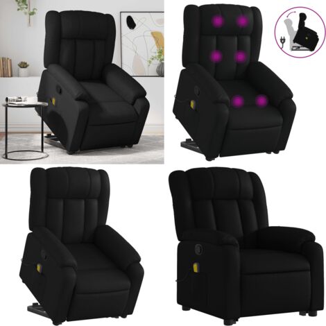 Sillón reclinable de masaje de pie cuero artificial negro - Masaje de pie - Elevación eléctrica