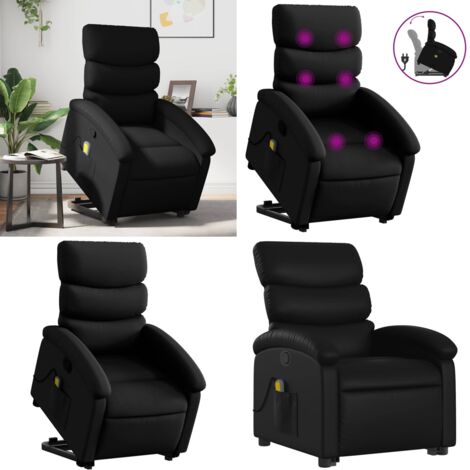 Sillón reclinable de masaje de pie cuero artificial negro - Masaje de pie - Elevación eléctrica
