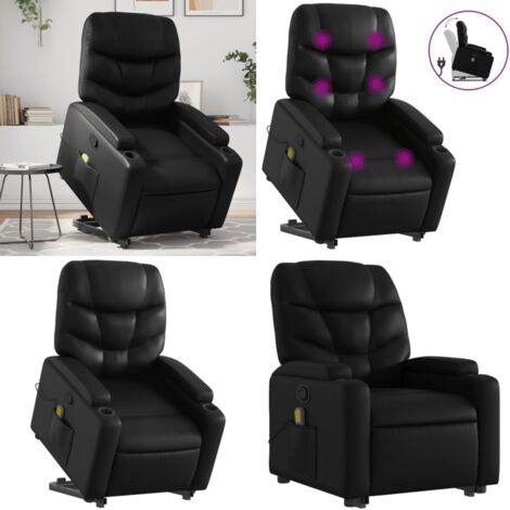 Sillón reclinable de masaje de pie cuero artificial negro - Masaje de pie - Elevación eléctrica