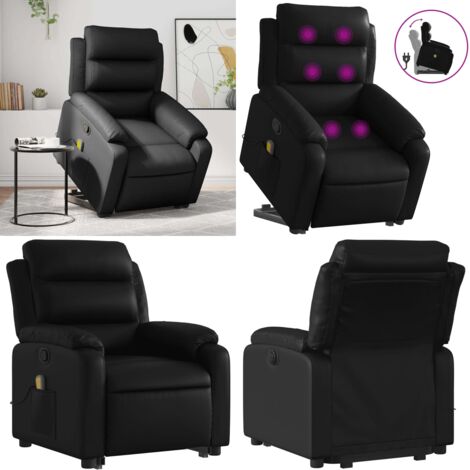 Sillón reclinable de masaje de pie cuero artificial negro - Masaje de pie - Elevación eléctrica
