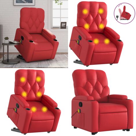 Sillón reclinable de masaje de pie cuero artificial rojo - Masaje de pie - Elevación eléctrica