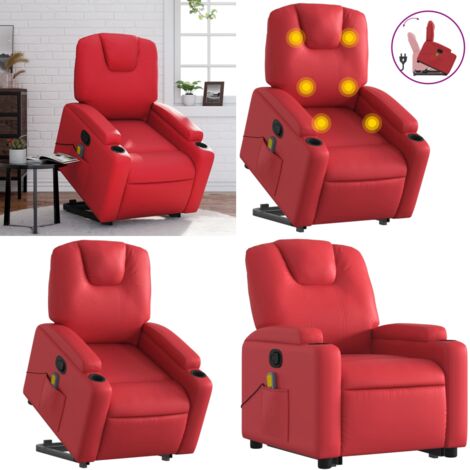 Sillón reclinable de masaje de pie cuero artificial rojo - Masaje de pie - Elevación eléctrica