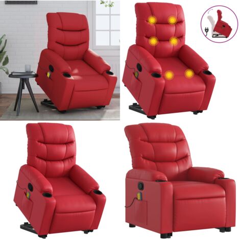 Sillón reclinable de masaje de pie cuero artificial rojo - Masaje de pie - Elevación eléctrica