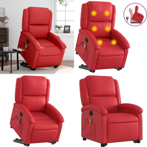 Sillón reclinable de masaje de pie cuero artificial rojo - Masaje de pie - Elevación eléctrica