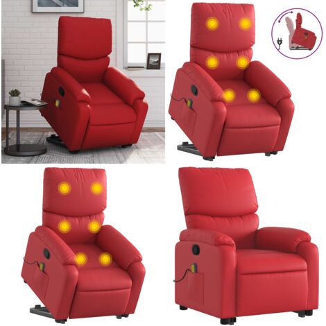 Sillón reclinable de masaje de pie cuero artificial rojo - Masaje de pie - Elevación eléctrica