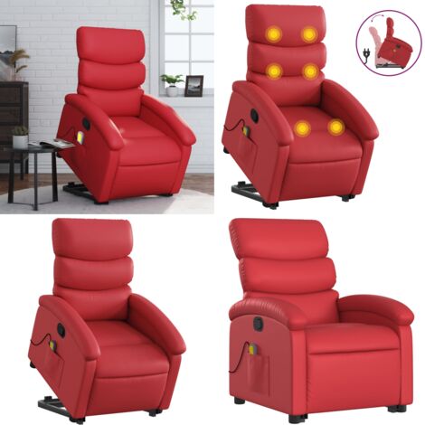 Sillón reclinable de masaje de pie cuero artificial rojo - Masaje de pie - Elevación eléctrica